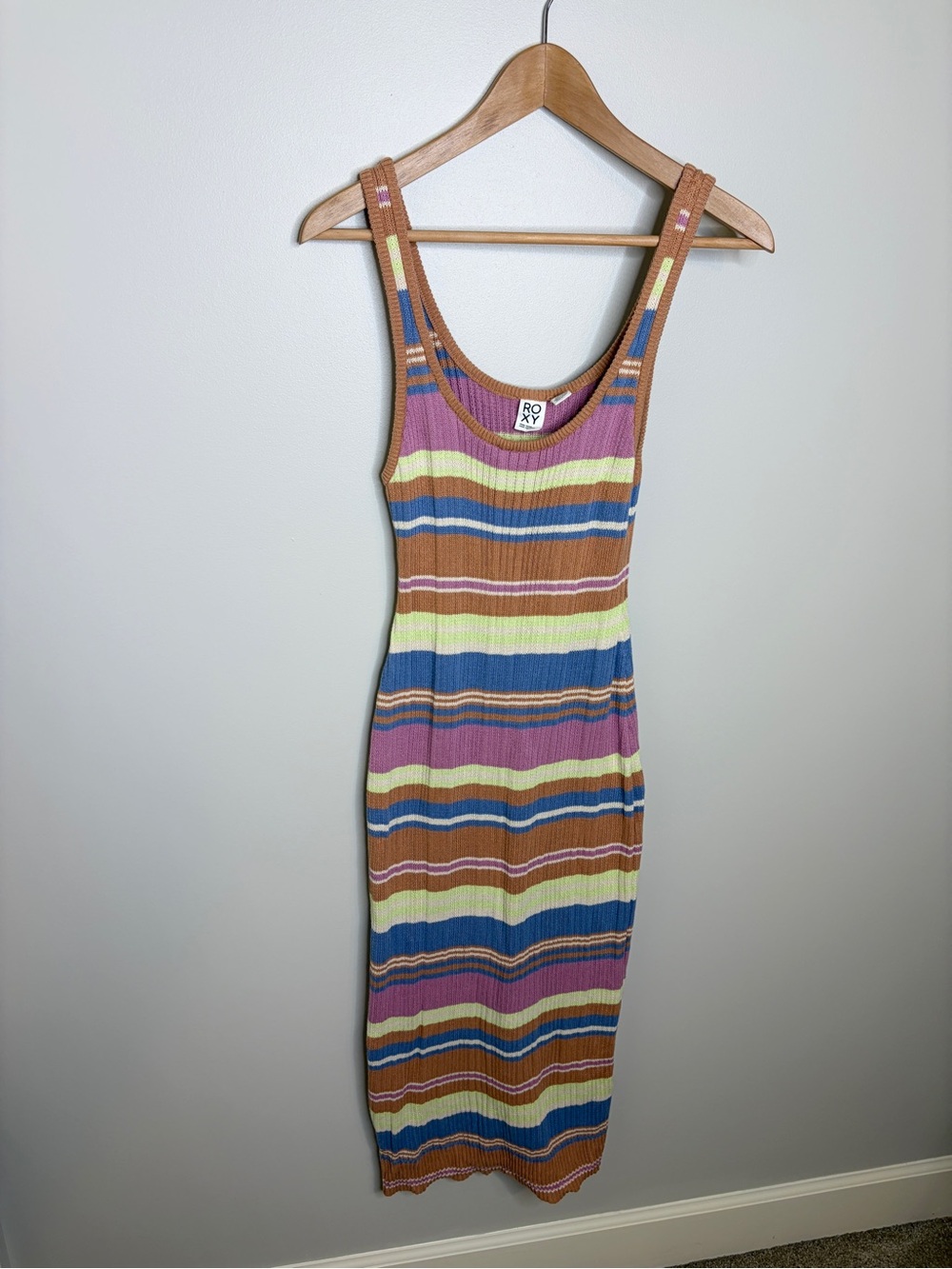 Roxy Striped Knit Tank Maxi Dress in Multi-Color Medium